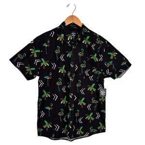 Artistry in Motion Men's Night Island Flamingo Button Down Shirt Size Medium NEW